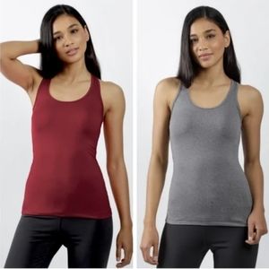◇ Yogalicious 2 Pack Tank Tops Burgundy/Heather Gray Size Large NWT